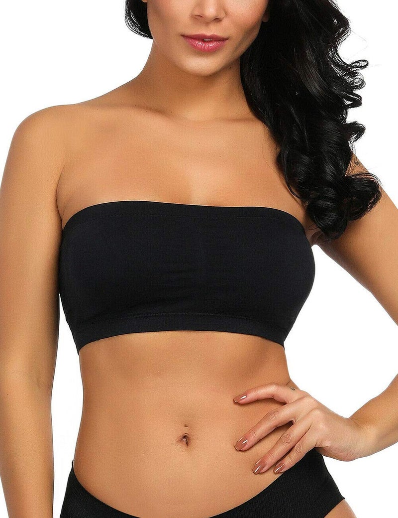 Boolavard Seamless Bandeau Bra Boob Tube Bra Strapless Stretch (as1, Alpha, l, Regular, Regular, Black) - Image 5