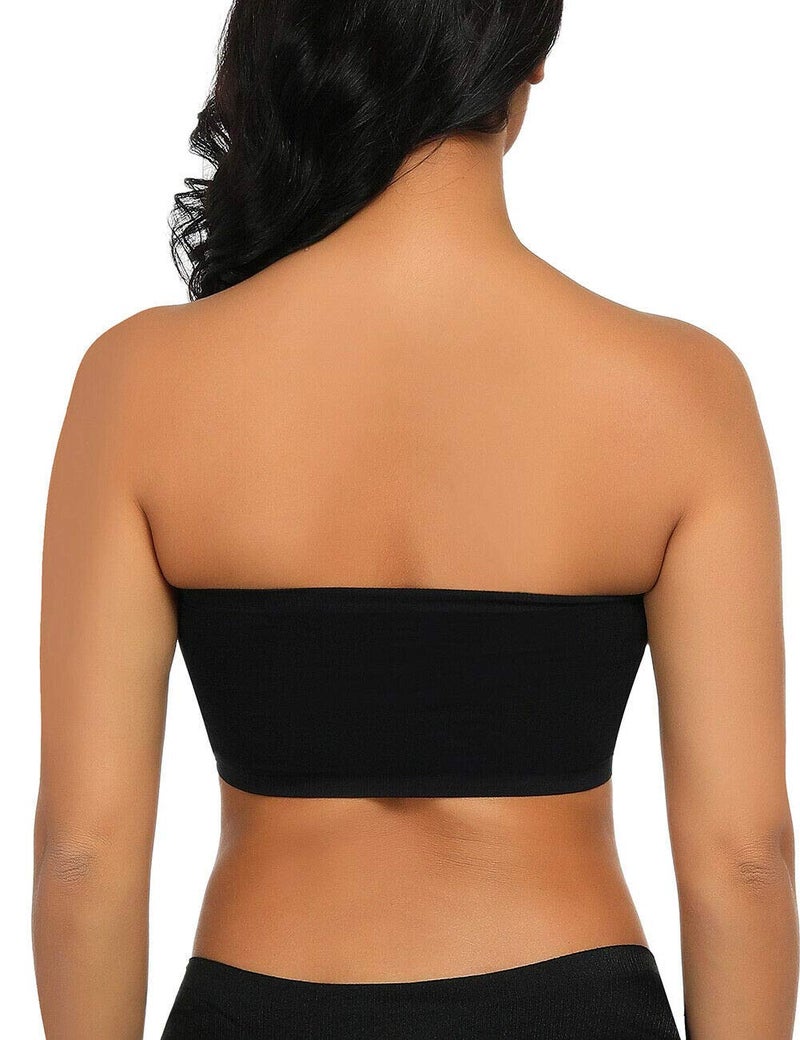 Boolavard Seamless Bandeau Bra Boob Tube Bra Strapless Stretch (as1, Alpha, l, Regular, Regular, Black) - Image 3
