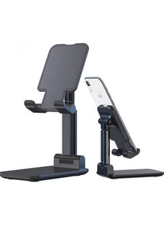 Phone Holder Stand for IPhone IPad Adjustable Tablet Foldable Table Cell Phone Desk Stand Holder (Black)