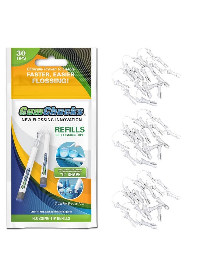 Gumchucks GumChucks Flossers Dental Floss - Floss for Braces - Flossers Threaders Tool - Brace Floss Picks - Gum Flossing Picks - Dental Flossers for Teeth (30 Universal Flossing Tip Refills)  - Image 1
