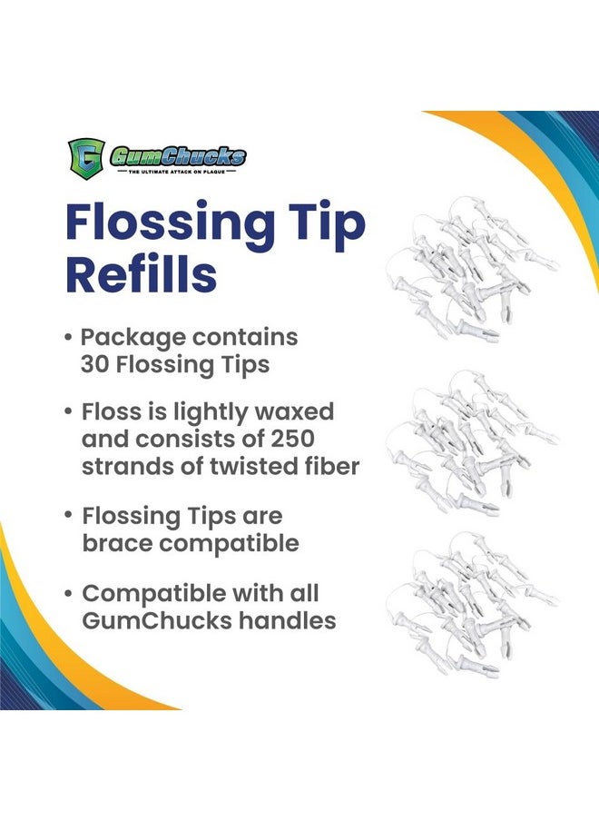 Gumchucks GumChucks Flossers Dental Floss - Floss for Braces - Flossers Threaders Tool - Brace Floss Picks - Gum Flossing Picks - Dental Flossers for Teeth (30 Universal Flossing Tip Refills)  - Image 3
