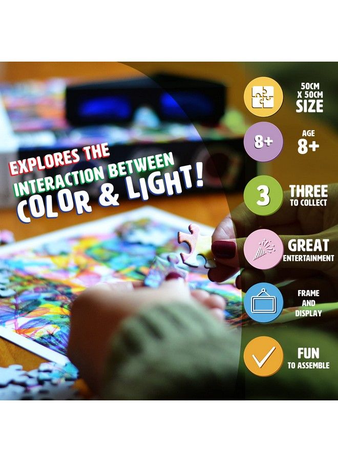 Ginger Fox Carnovsky Jungle Jigsaw Puzzle 500 Piece Puzzle With 3 Images In 1 Design Jigsaw Puzzles With Artwork Print Glasses And Viewing Lens App Completed Size 50 X 50 Cm - Image 5