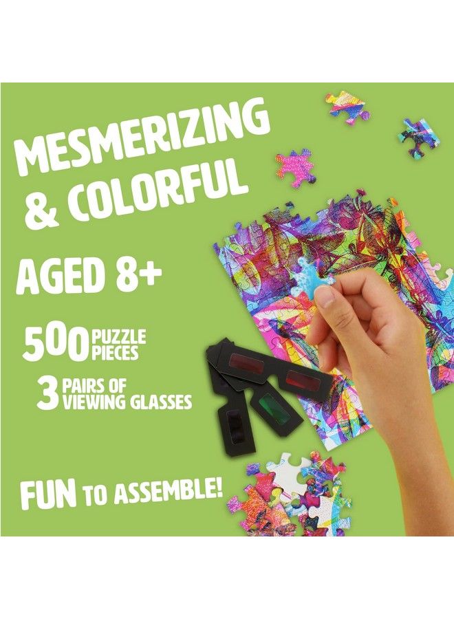 Ginger Fox Carnovsky Jungle Jigsaw Puzzle 500 Piece Puzzle With 3 Images In 1 Design Jigsaw Puzzles With Artwork Print Glasses And Viewing Lens App Completed Size 50 X 50 Cm - Image 4