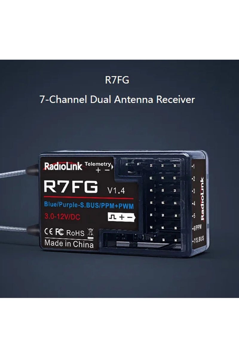 إيروريكس جهاز استقبال راديولينك R7FG بتردد 2.4 جيجاهرتز و7 قنوات بهوائي مزدوج، إصدار عالي الجهد مزود بجيروسكوب مدمج، متوافق مع راديولينك... - Image 2
