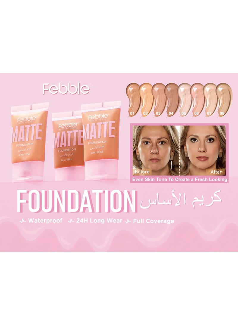 فيبيل مجموعة هدايا مكياج متعددة الأغراض للنساء، مجموعة مكياج كاملة مع قطعتين من كريم الأساس المحمول وأحمر الشفاه غير اللامع ومجموعة من 4 قطع، مجموعة أدوات تجميلية مناسبة للمكياج اليومي والعطلات والحفلات الراقية كهدية - Image 4