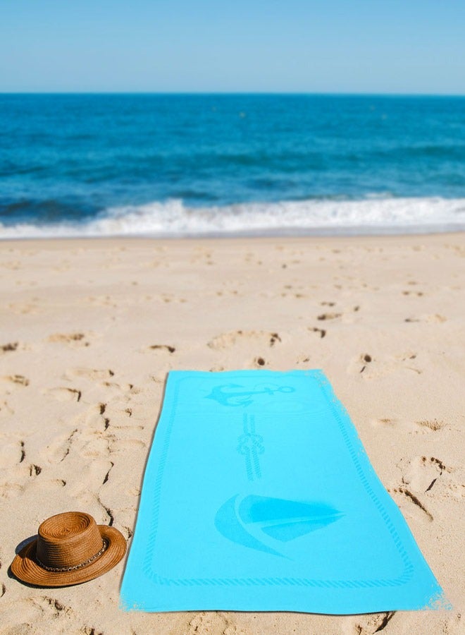 Anemoss Large Size Beach Towel, 100% Turkish Cotton, Sailor Knot Design, Turquoise, High Absorbent, Soft Towel, 70x140cm  - Image 5