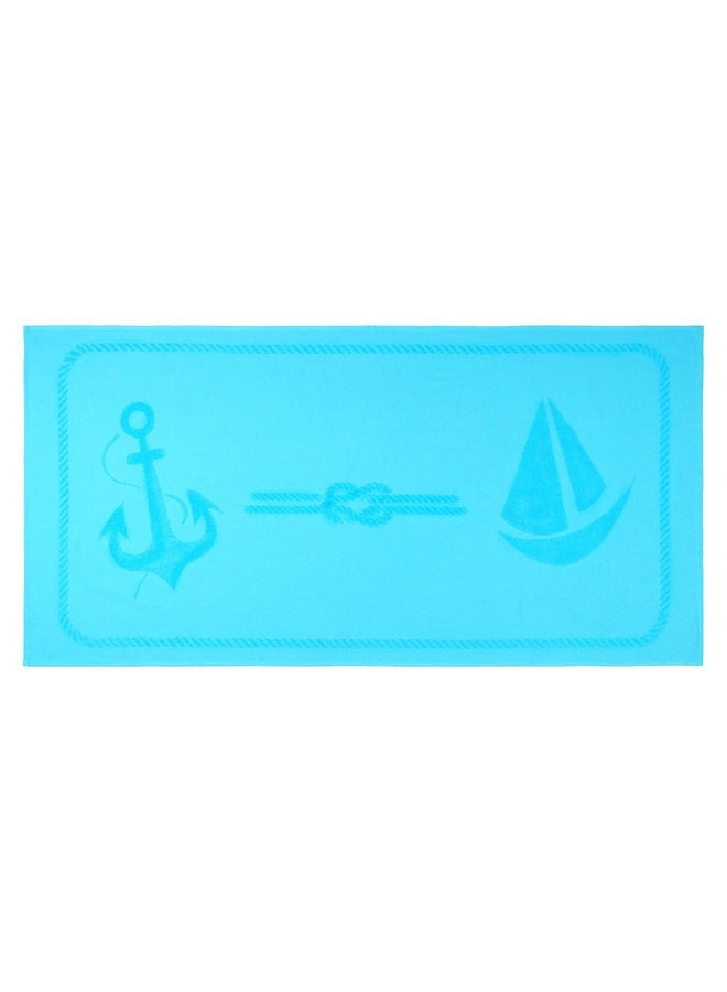 Anemoss Large Size Beach Towel, 100% Turkish Cotton, Sailor Knot Design, Turquoise, High Absorbent, Soft Towel, 70x140cm  - Image 1