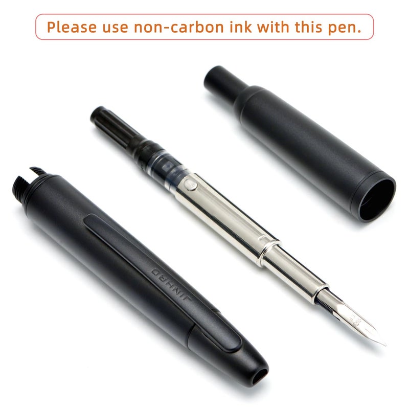 Wikult Jinhao 10 Press Fountain Pen with Box, Matte Black Retractable Extra Fine Nib with Ink Converter Set (Clip Version) - Image 4