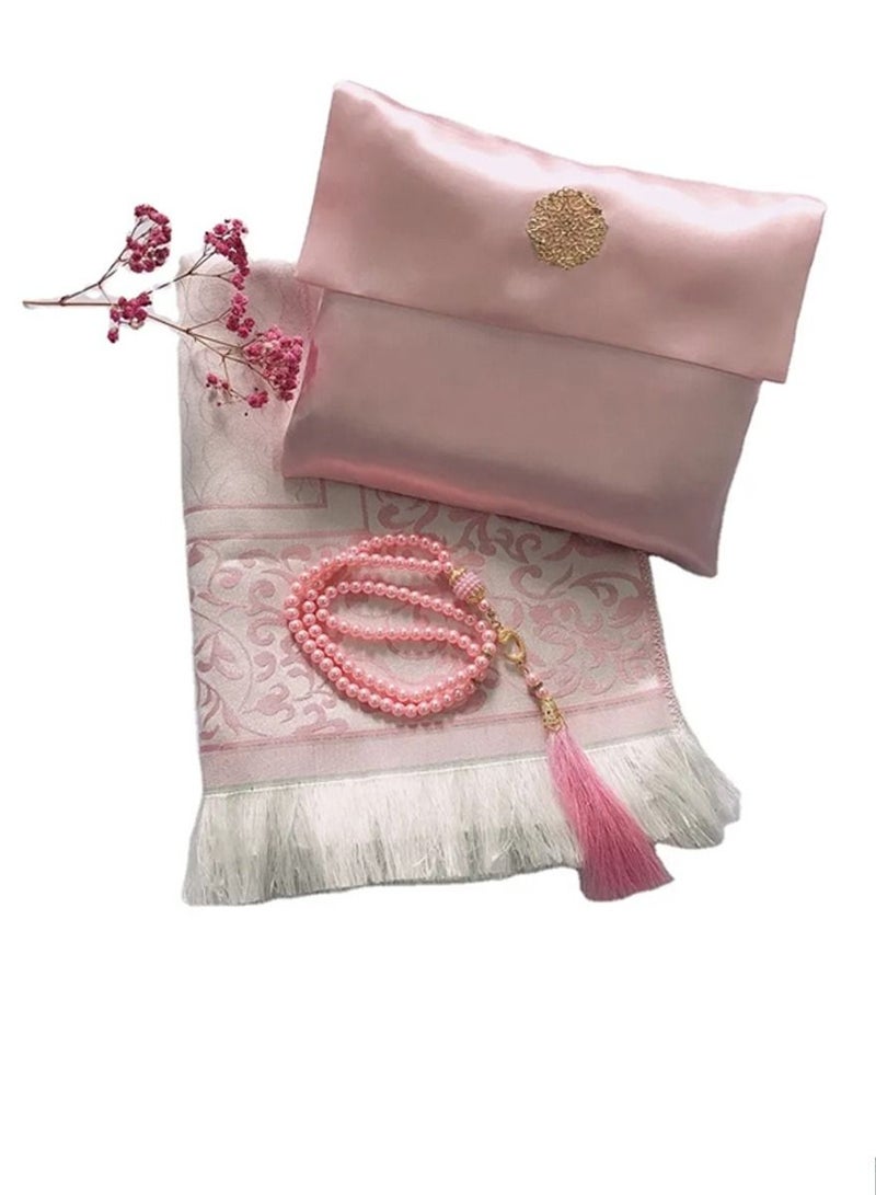 ISHWAZ 2 Sets Of High Quality Prayer Mat, Each Set Contains High Quality Prayer Rug And Decorative Rosary With Beautifull Pouch, Ideal for Home,Travelling, At Work, Ramadan, Eid, Best Gift Idea  - Image 5