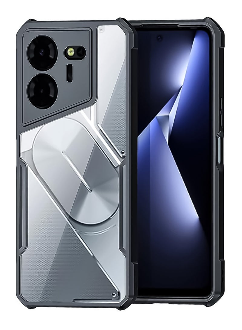 إكسوند غطاء هاتف Tecno Pova 5 Pro 5G، وسائد هوائية مقاومة للصدمات من مادة TPU مع حماية لعدسة الكاميرا، غطاء خلفي للهاتف المحمول أسود شفاف مضاد لبصمات الأصابع، جراب هاتف نحيف مضاد للأصفر مقاس 6.78 بوصة - Image 1