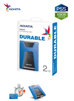 أداتا HD650 قرص صلب خارجي متين بسعة 2 تيرابايت | القرص الصلب المضاد للصدمات | متوافق مع PS5 XBOX | أزرق  - Image 2