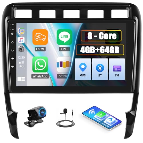 AMprime [4+64G] 8-Core Qualcomm Android Car Stereo for Porsche Cayenne 9PA 955 957 2002-2010 with Wireless Carplay&Android Auto,9 Inch Car Radio with Mirror Link Bluetooth 5.1 FM/RDS DSP WiFi GPS SWC - Image 1
