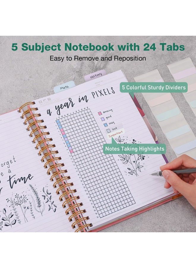 Amanple Spiral Notebook, Notebooks College Ruled, 5 Subject Notebook with Dividers, Hardcover Notebooks for Work, School, Note Taking, 250 Page Leather Notebook Journal for Women Men, Large B5 Blue Notebook - Image 4
