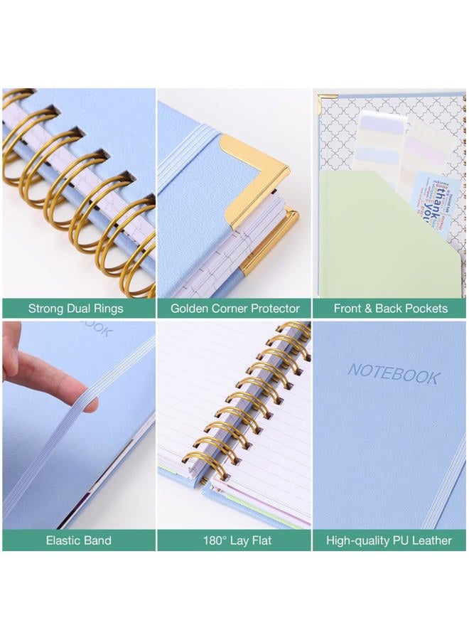 Amanple Spiral Notebook, Notebooks College Ruled, 5 Subject Notebook with Dividers, Hardcover Notebooks for Work, School, Note Taking, 250 Page Leather Notebook Journal for Women Men, Large B5 Blue Notebook - Image 5