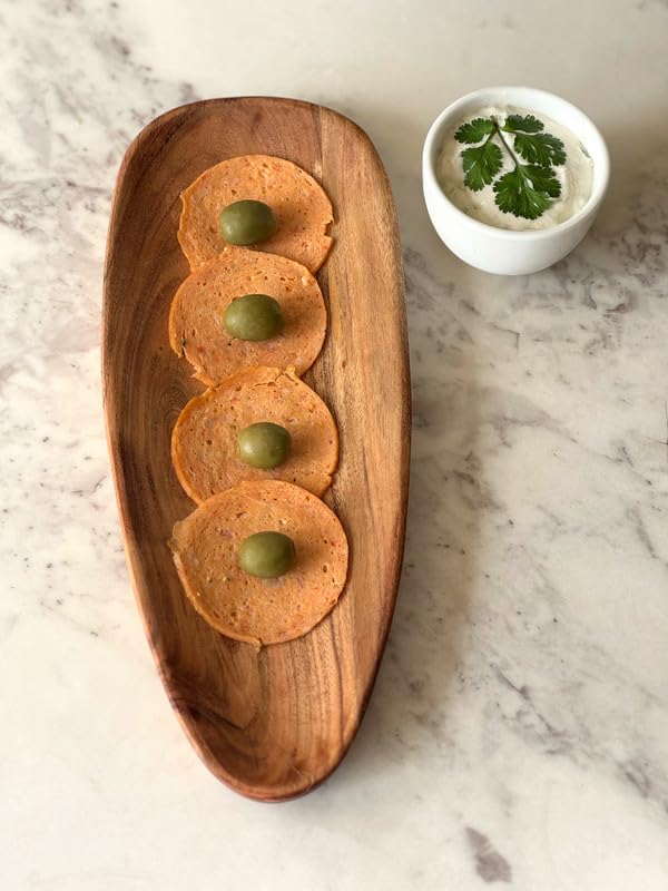 appeasy Handcrafted Wooden Serving Oval Tray for Kitchen Dining Room Table for Appetizers, Fruits, Snacks, Confectionary Products, Sweets, Dry Fruits (Pack o 1) - Image 2