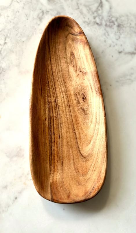 appeasy Handcrafted Wooden Serving Oval Tray for Kitchen Dining Room Table for Appetizers, Fruits, Snacks, Confectionary Products, Sweets, Dry Fruits (Pack o 1) - Image 1