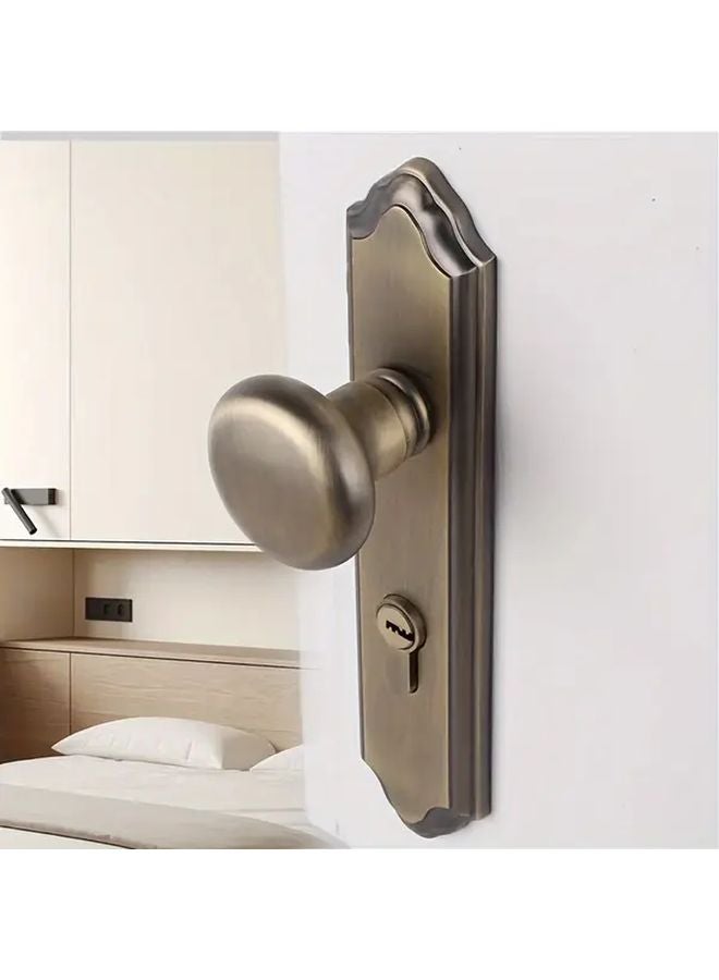 Matte Black Zinc Alloy Round Door Knob Set With Lock Key For Bedroom Bathroom - Image 3