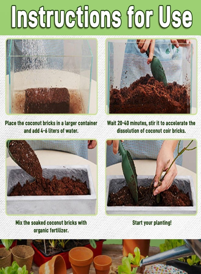CJGQ Coco Coir Brick for Plants, 4 Packs 100% Natural Organic Compressed Coconut Coir Fiber with Low EC & PH Balance, High Nutrition Coconut Soil Coco Fiber for Planting, Herbs - Image 5