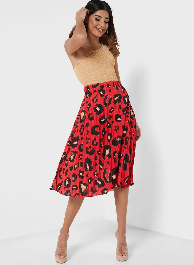 boohoo Printed Midi Skirt