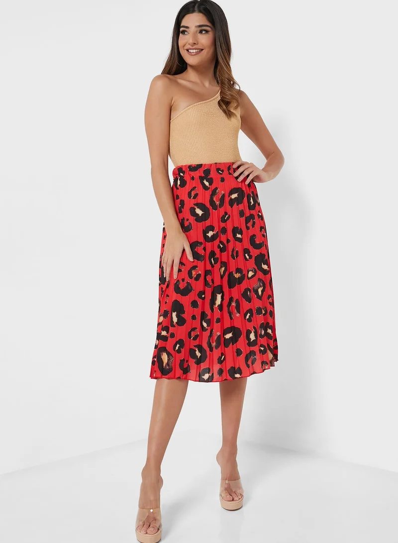 boohoo Printed Midi Skirt