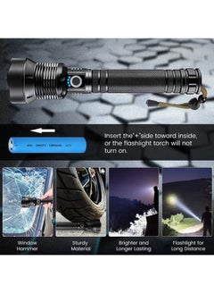 ULHYC Super Bright Rechargeable LED Flashlights, 90000 Lumens XHP70.2 Tactical Flashlight, 2*26650mAh Battery, Zoomable&IPX5 Waterproof  - Image 4