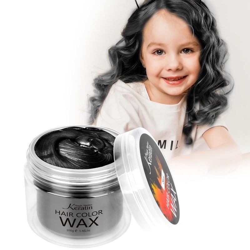 Magic Master Keratin Temporary Hair Color WaxHair Color Dye for Color Treated Hair Natural Styling Instant Kids Mud Cream Gel 34 Fl Oz Girl GiftsPartyCosplay Child Black