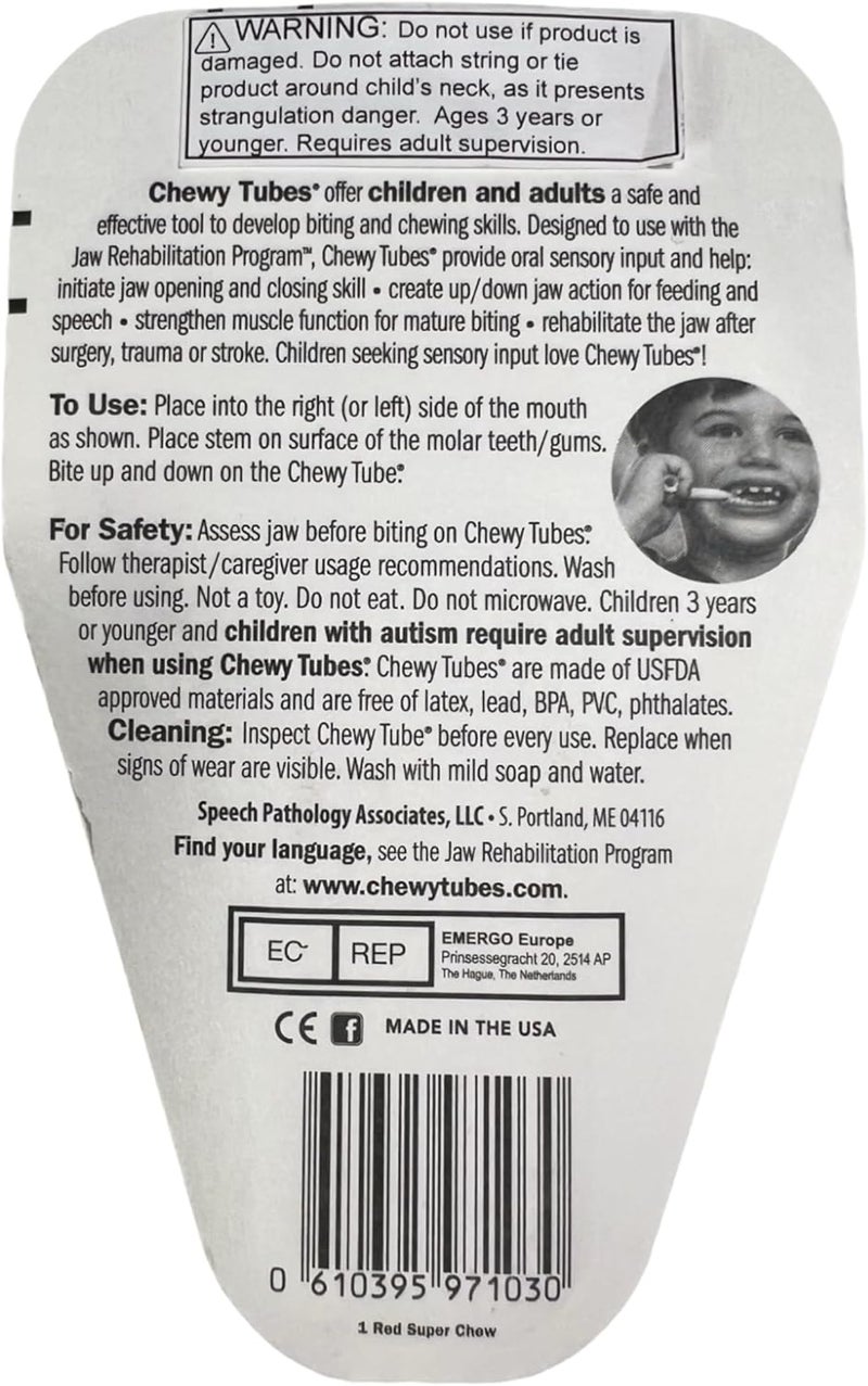 Chewy Tubes Red Knobby Super Chew - Set of 3 Oral Motor Tools for Biting and Chewing Skills - Image 2