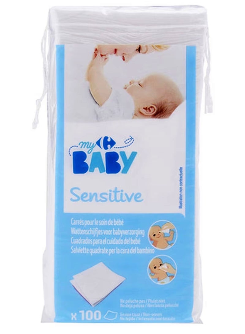 ماي بيبي فوط مربعة للوجه والأنف الحساسة، عبوة من 100 فوطة - Image 1