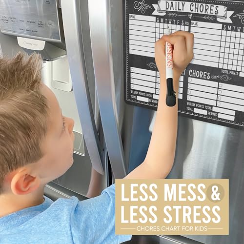 Hadley Designs Magnetic Chore Chart for Kids Multiple Kids – Dry Erase Chores Chart for Teens. Adults, Vintage Chalk Responsibility Chore Board for Family - Image 5