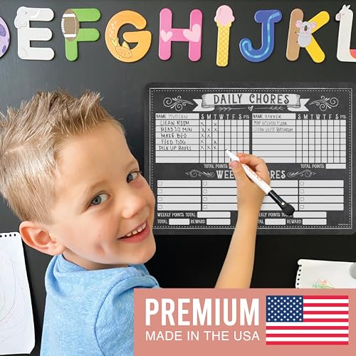 Hadley Designs Magnetic Chore Chart for Kids Multiple Kids – Dry Erase Chores Chart for Teens. Adults, Vintage Chalk Responsibility Chore Board for Family - Image 4