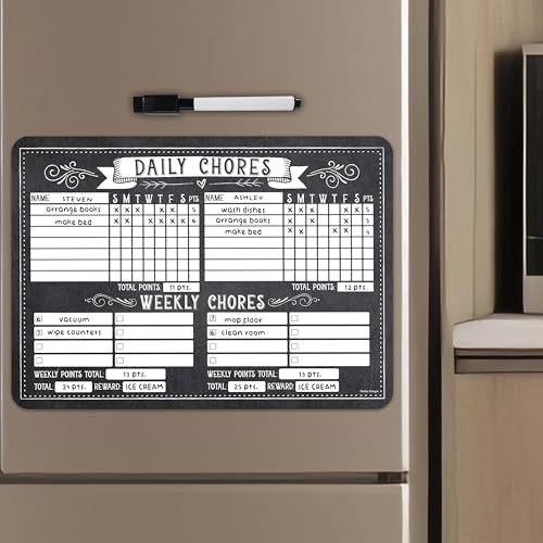 Hadley Designs Magnetic Chore Chart for Kids Multiple Kids – Dry Erase Chores Chart for Teens. Adults, Vintage Chalk Responsibility Chore Board for Family - Image 1