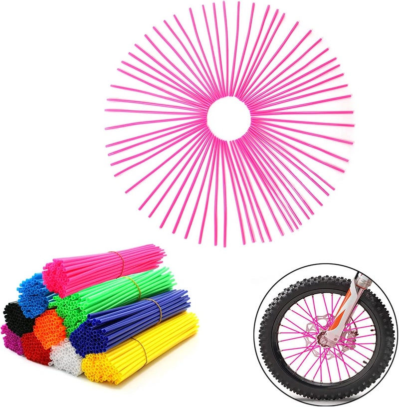 COBIKE 72Pcs Universal Spoke Skins Covers，Wheel Spoke Wraps Skins Pipe Trim Decoration Protector For Motorcycle Dirt Bike Yamaha Honda BMW Suzuki Kawasaki(Pink) - Image 1