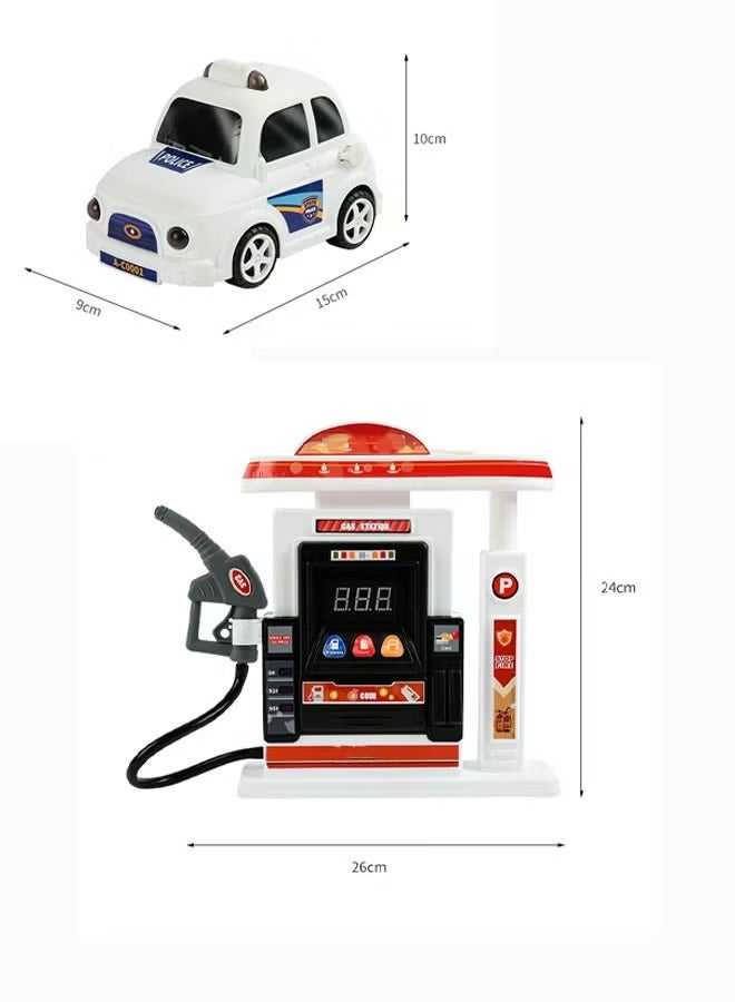 Simulated gas station playset Multifunctional gas station toy Car refueling playset Realistic spray effect Simulated toys for children's scenes  - Image 2