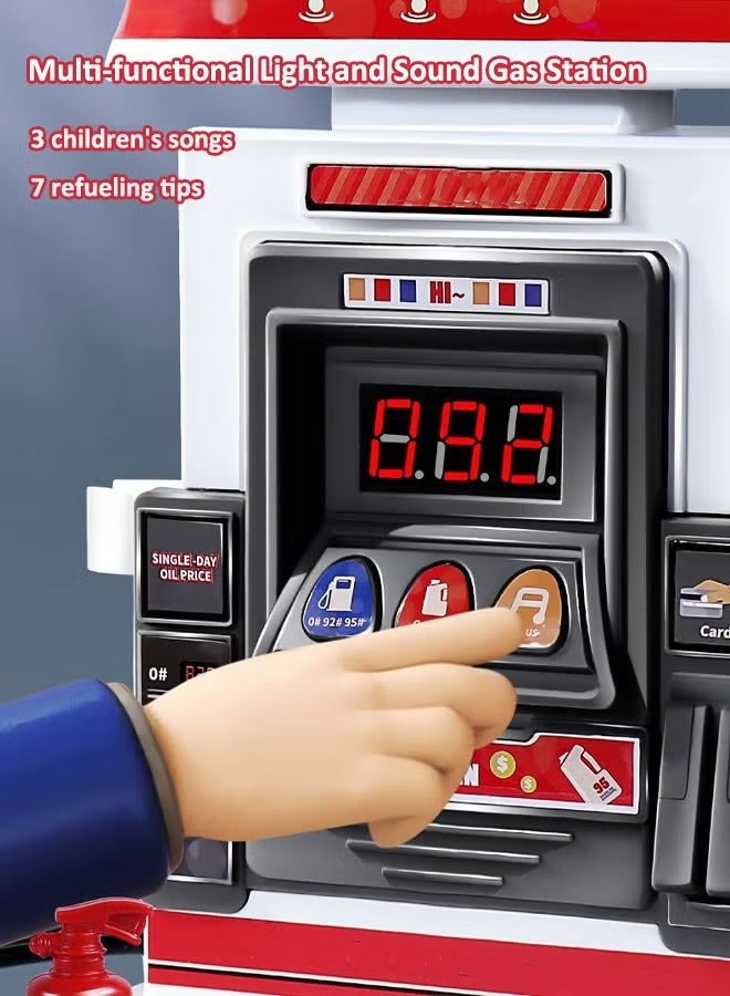 Simulated gas station playset Multifunctional gas station toy Car refueling playset Realistic spray effect Simulated toys for children's scenes  - Image 5