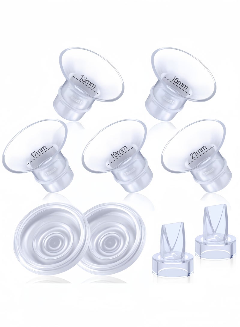 9 Pack Breast Milk Pump Inserts 13/15/17/19/21mm Compatible with Momcozy Wearable Breast Pump, for TSRETE/Spectra/Medela 24mm Shields, Include Silicone Diaphragm&Duckbill Valve - Image 1