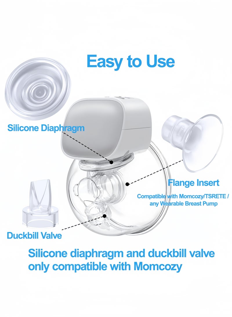9 Pack Breast Milk Pump Inserts 13/15/17/19/21mm Compatible with Momcozy Wearable Breast Pump, for TSRETE/Spectra/Medela 24mm Shields, Include Silicone Diaphragm&Duckbill Valve - Image 2