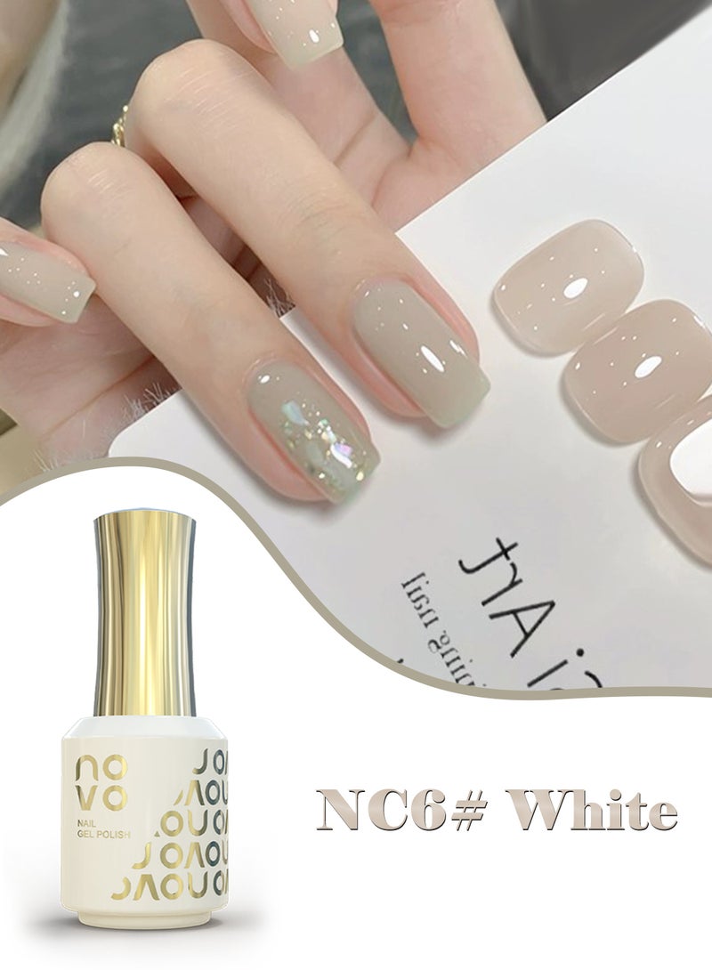نوفو طلاء أظافر جل، أظافر جل شفاف، سريع الجفاف بالأشعة فوق البنفسجية ومصباح LED، طلاء جل يدوم طويلاً لعمل مانيكير بنفسك، فن الأظافر في المنزل أو الصالون 12 مل-NC6# أبيض - Image 2