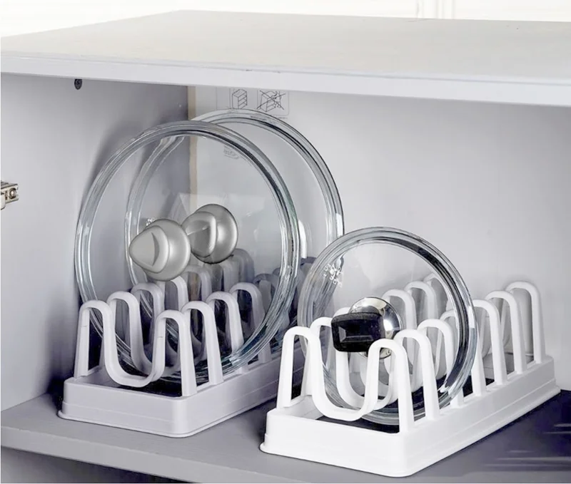 Rennway Pot Lid Organizer - 6 Compartment Pot Lid Rack