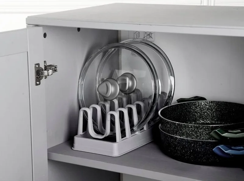 Rennway Pot Lid Organizer - 6 Compartment Pot Lid Rack