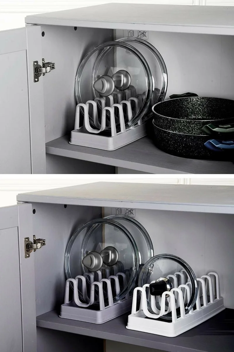 Rennway Pot Lid Organizer - 6 Compartment Pot Lid Rack