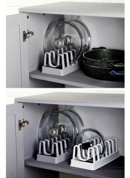 Rennway Pot Lid Organizer - 6 Compartment Pot Lid Rack  - Image 2