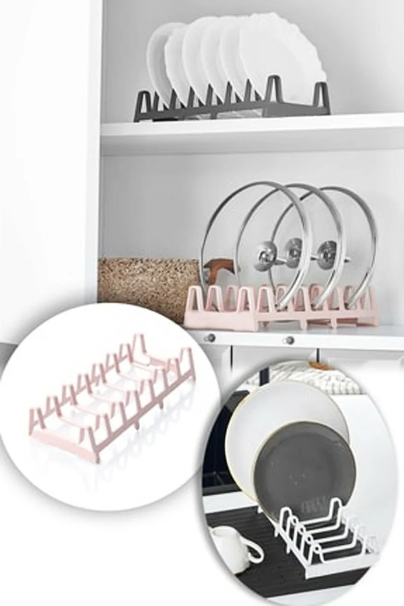 Rennway Pot Lid Organizer - 6 Compartment Pot Lid Rack