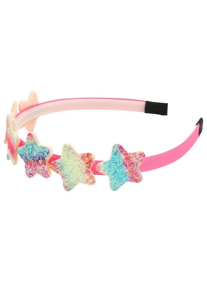 شيما عصابات رأس للفتيات على شكل قلب لامع على شكل نجمة قوس قزح Hariband للأطفال والبنات من إكسسوارات الشعر، عبوة من 8 قطع - Image 4