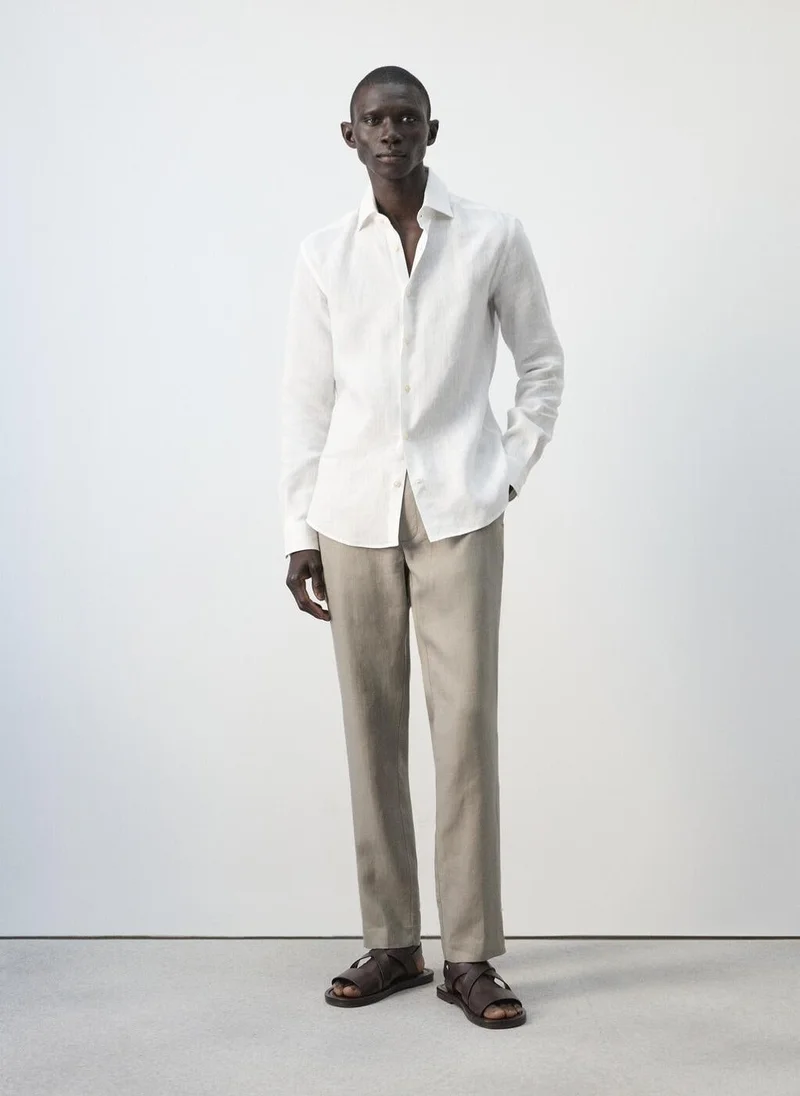 Mango Man  100% linen slim-fit shirt for Men | Best Price UAE