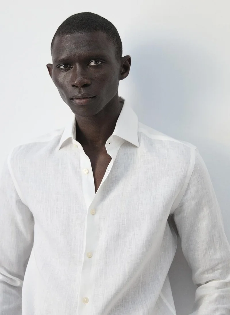 Mango Man  100% linen slim-fit shirt for Men | Best Price UAE