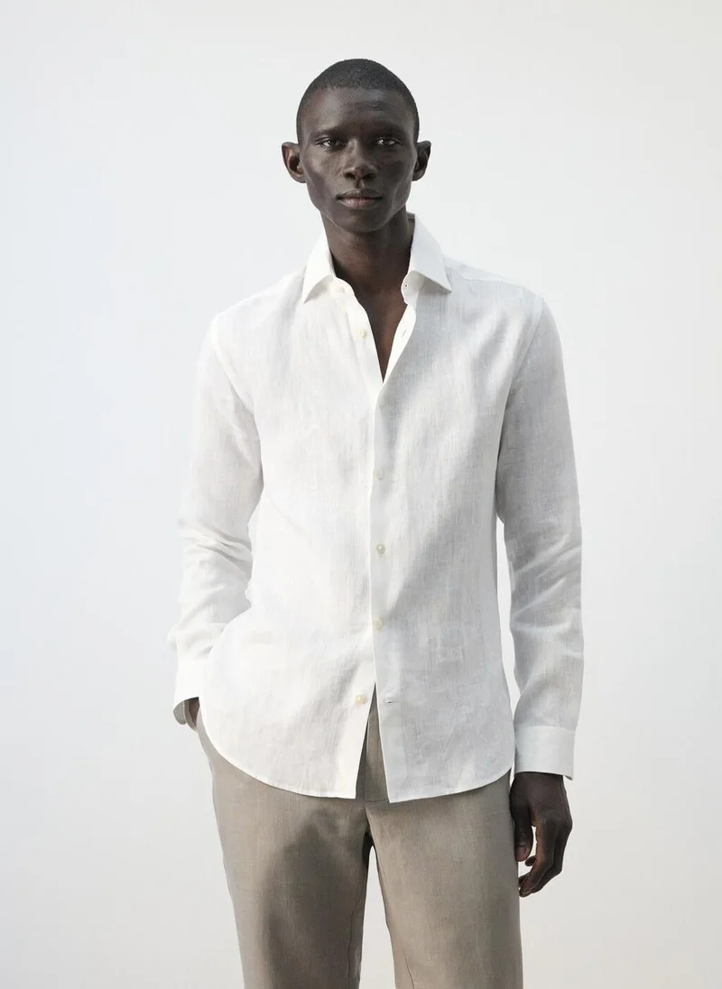 Mango Man  100% linen slim-fit shirt for Men | Best Price UAE