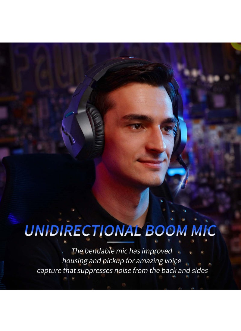 BINNUNE - BW01 2.4GHz Bluetooth Wireless Gaming Headset with Microphone for PC PS4 PS5 Playstation 4 5 Laptop Computer - Image 1