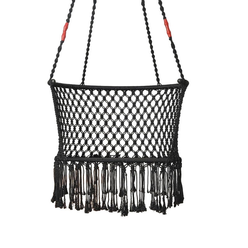 JULJULIA CShape Premium Hammock Swing Hanging Rectangle Shape Swing for Adults Kids Sturdy Cotton IndoorOutdoor Jula for Balcony Black Pack of 1 - Image 1