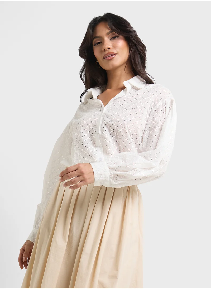 ايلا Button Down Puff Sleeve Shirt