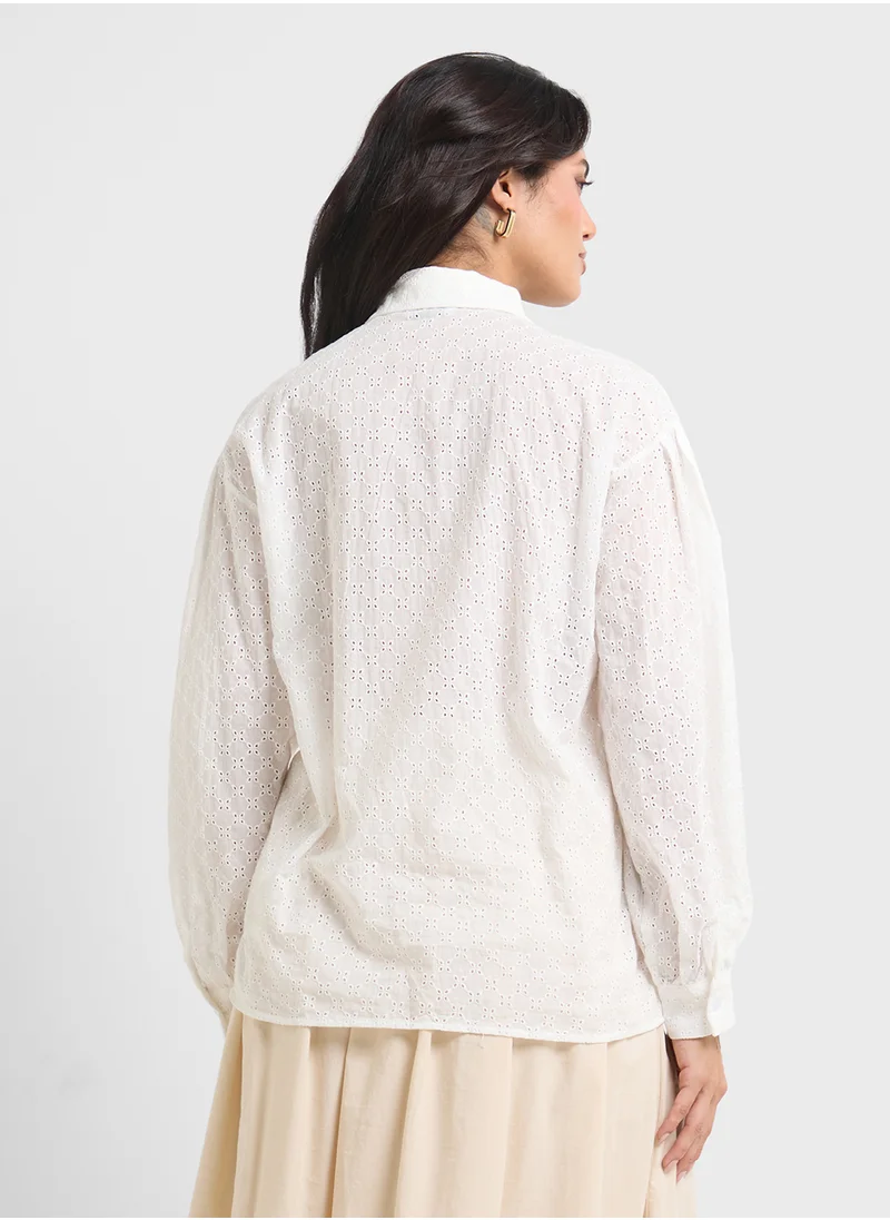 ايلا Button Down Puff Sleeve Shirt